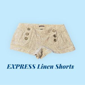 Express black/white linen shorts